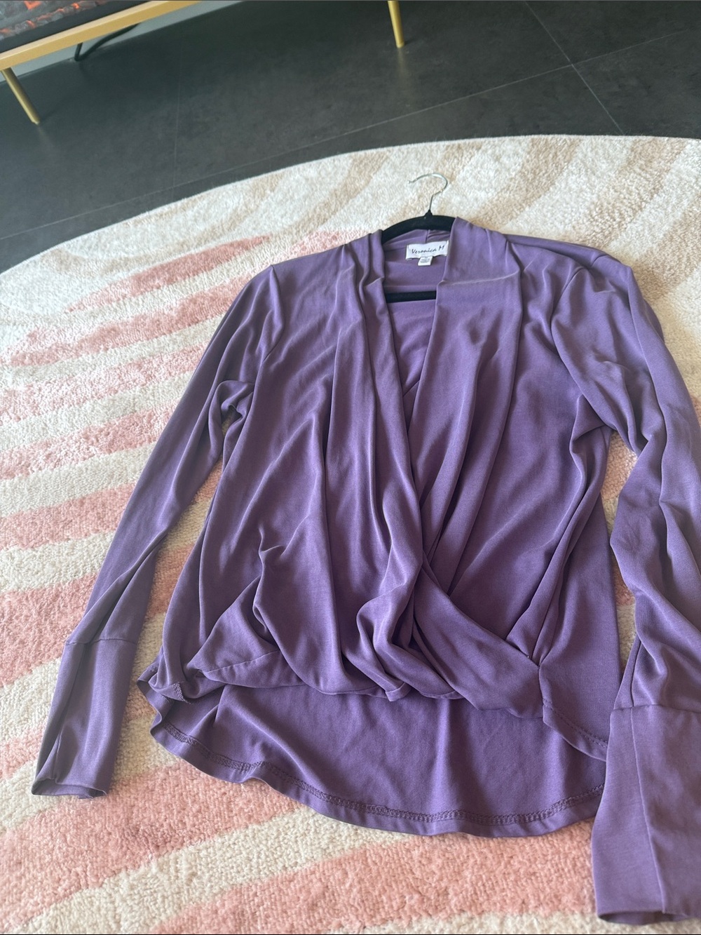 Veronica M Lavender Twist-Front Long Sleeve Top